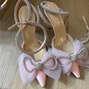 New* Mach + Mach Pinke Tulle Ankle Strap Heels 40.5